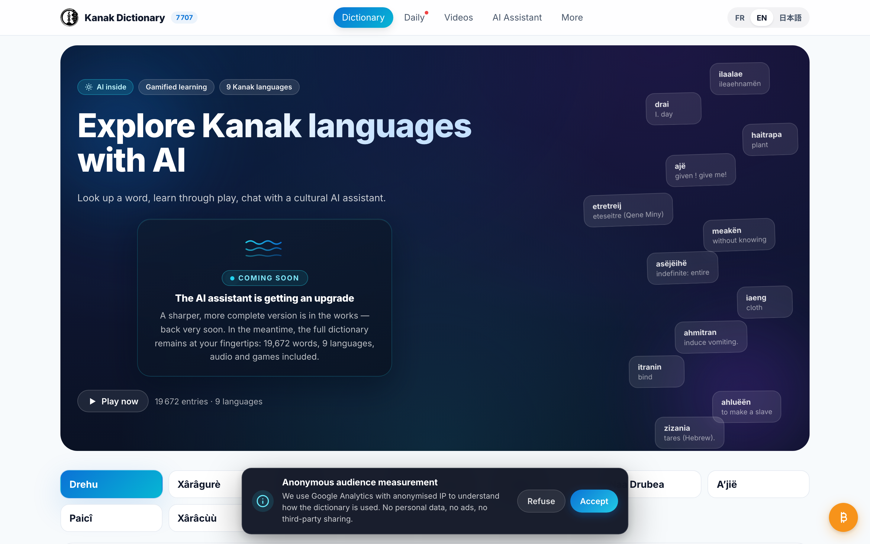 Kanak languages dictionary platform